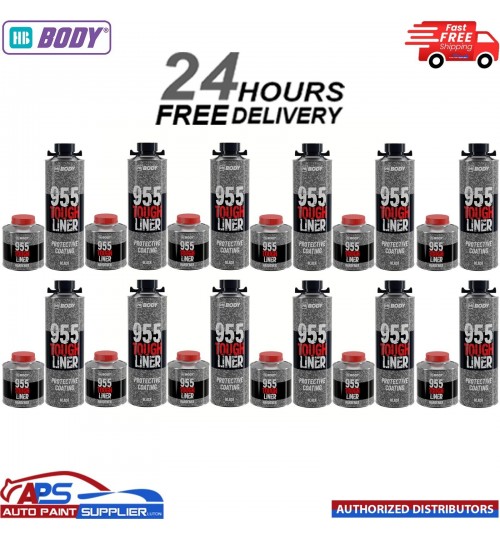 12x HB BODY 955 TOUGH BED LINER COATING 1 BOTTLE KIT WITH HARDENER - BLACK